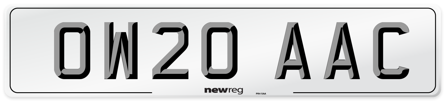 OW20 AAC Number Plate from New Reg